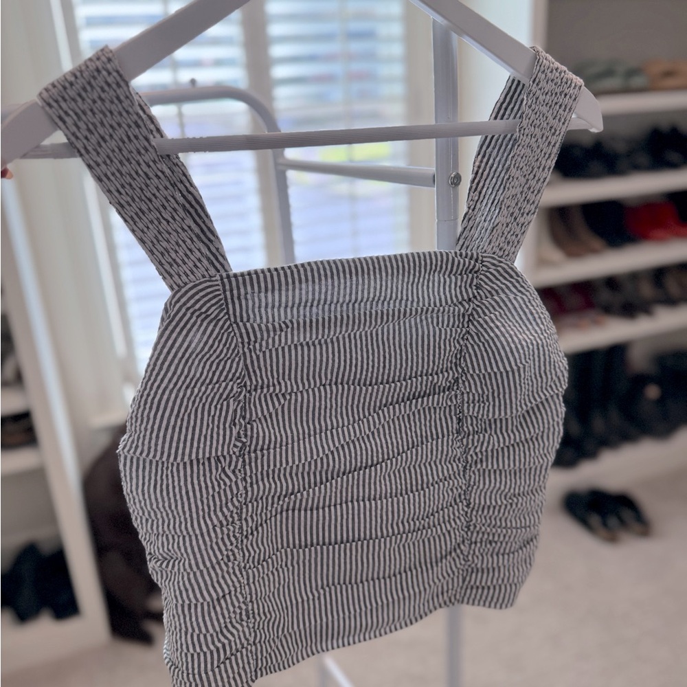 Blue white striped tank